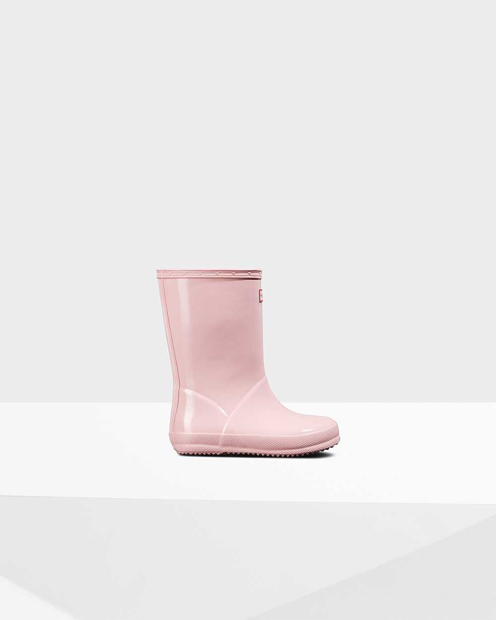 Kids Hunter Original First Classic Gloss Rain Boots Pink | DVNCRH-824